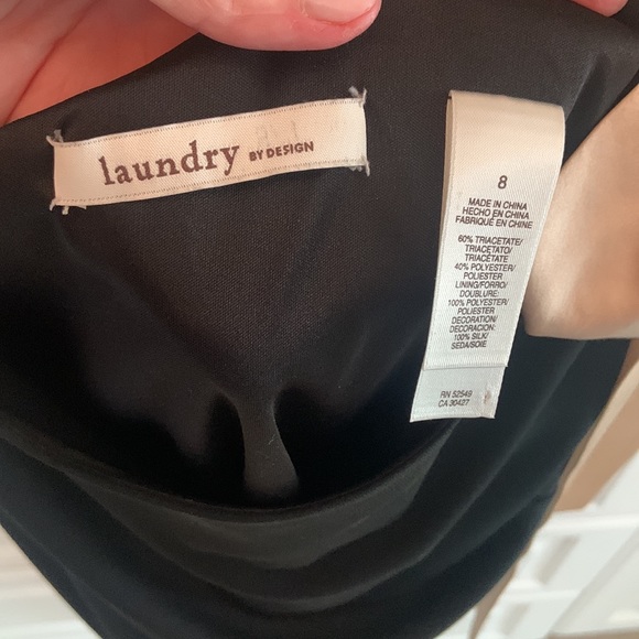 Beautiful EUC Laundry Size 8 black one shoulder dress with tan bow - Picture 3 of 3